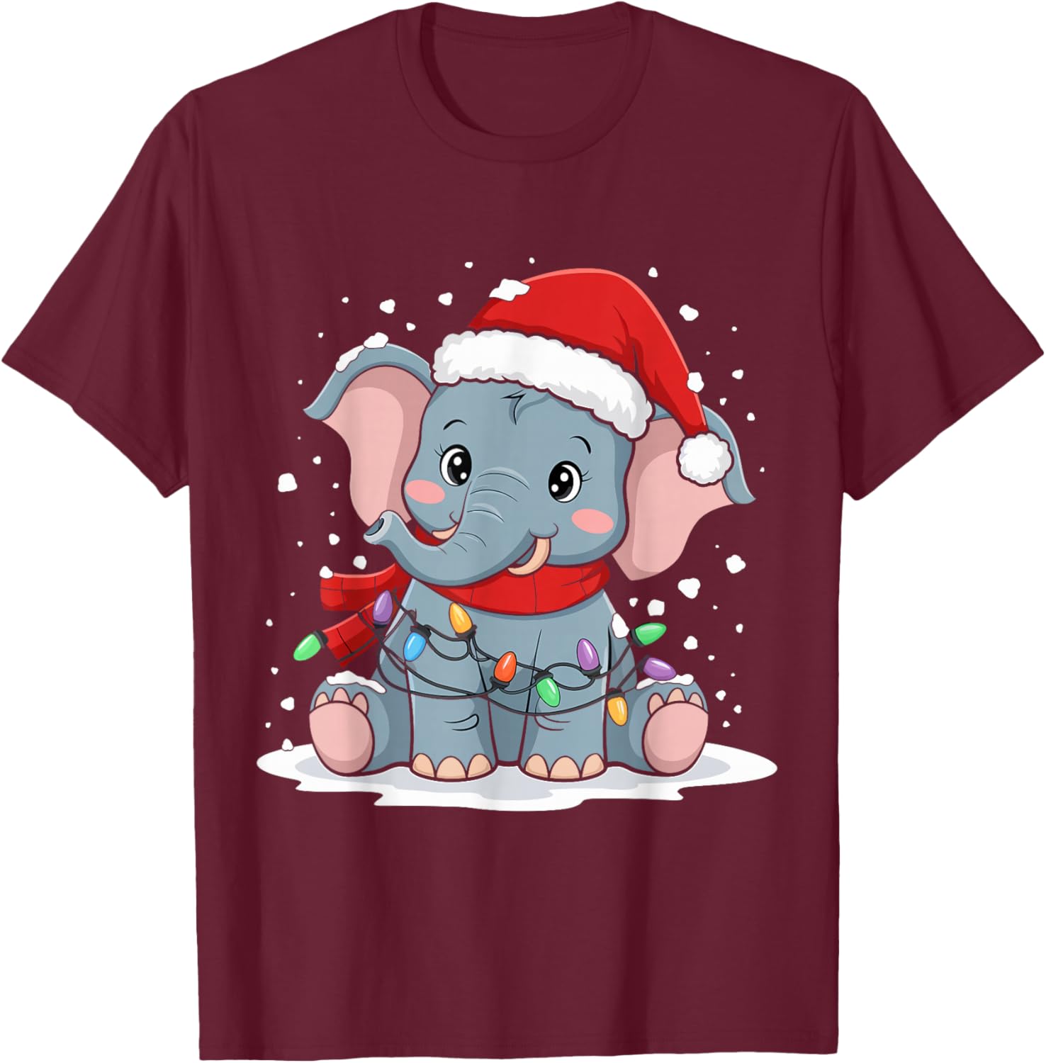 Christmas Elephant T-Shirt - T-Shirt | Maroon