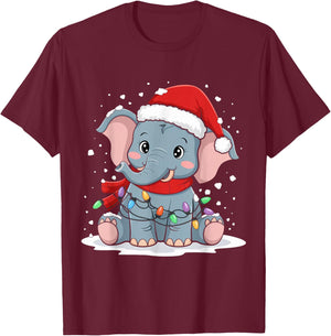 Christmas Elephant T-Shirt - T-Shirt | Maroon
