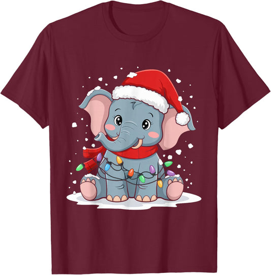 Christmas Elephant T-Shirt - T-Shirt | Maroon