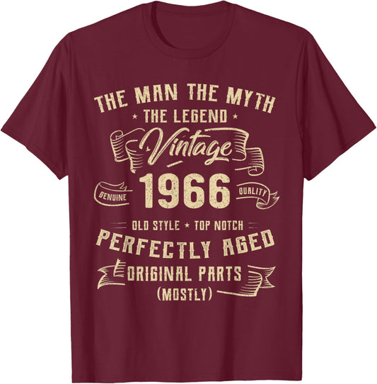 60 Years Old Gift Vintage 1966 Man Myth Legend 60th Birthday T-Shirt - T-Shirt | Maroon