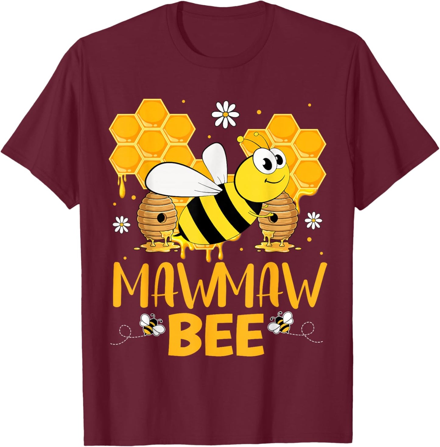 Mawmaw Bee Cute Beekeeping Birthday Party Matching Family T-Shirt - T-Shirt | Maroon