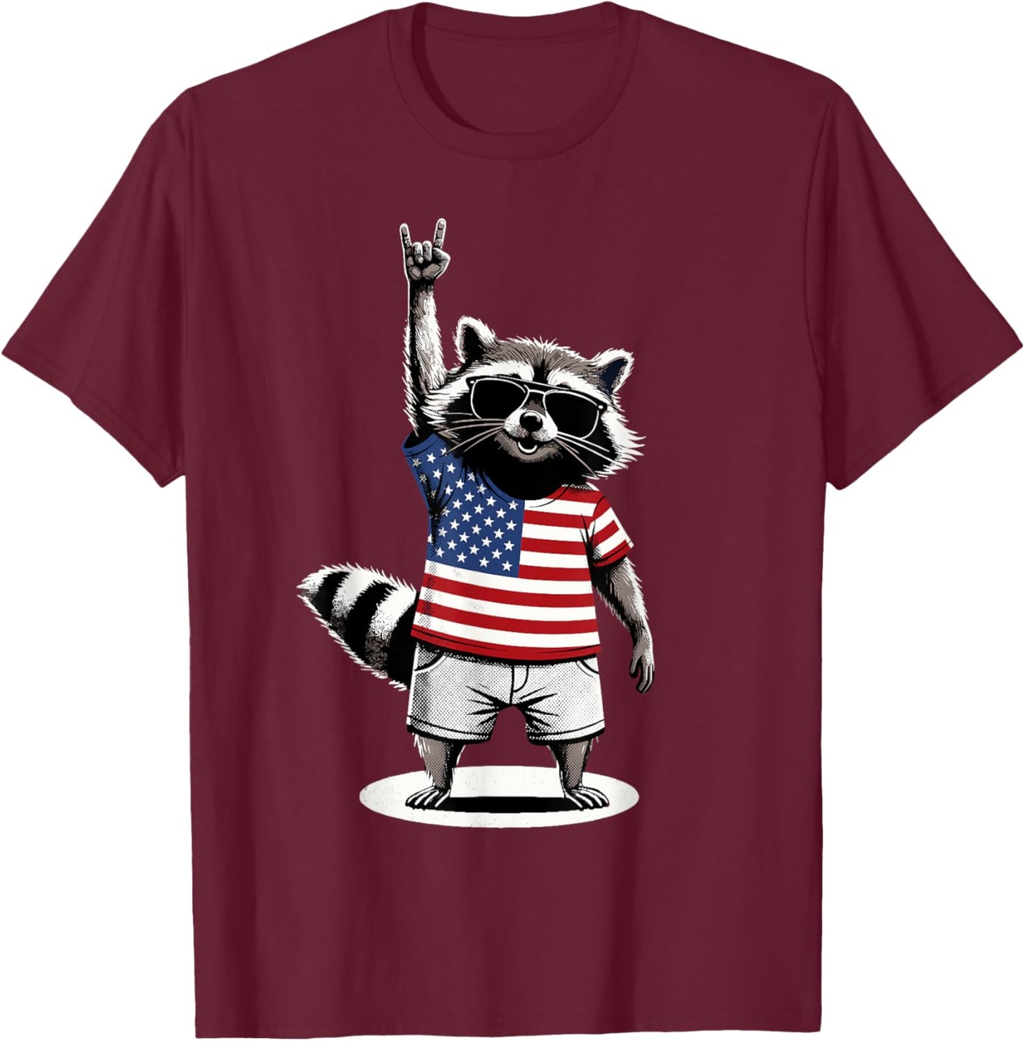 Drapeau américain Raton Laveur USA drôle Amérique T-Shirt - T-Shirt | Maroon