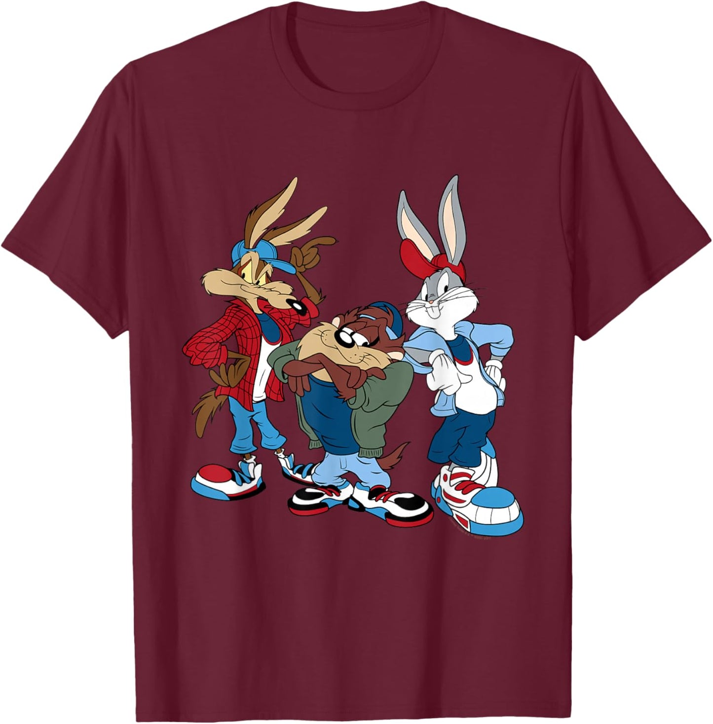 Looney Tunes Wiley, Bugs, Taz T-Shirt - T-Shirt | Maroon