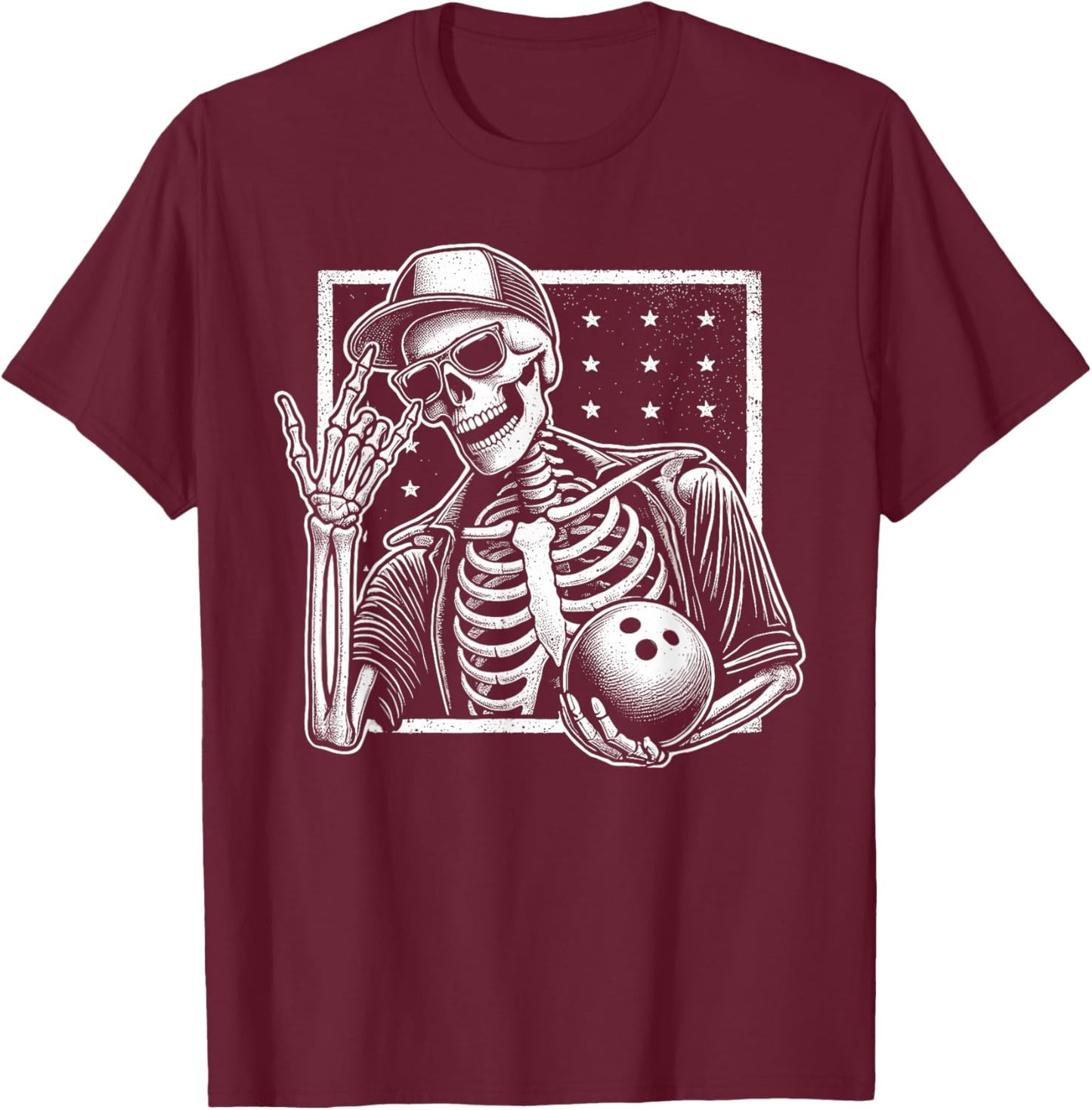 Skeleton Bowling Player Birthday Halloween Kids T-Shirt - T-Shirt | Maroon