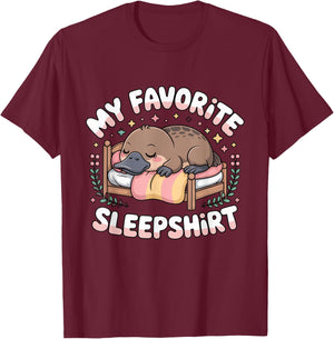Cute Platypus Sleeping Pajama Australian Animal Sleepshirt T-Shirt - T-Shirt | Maroon