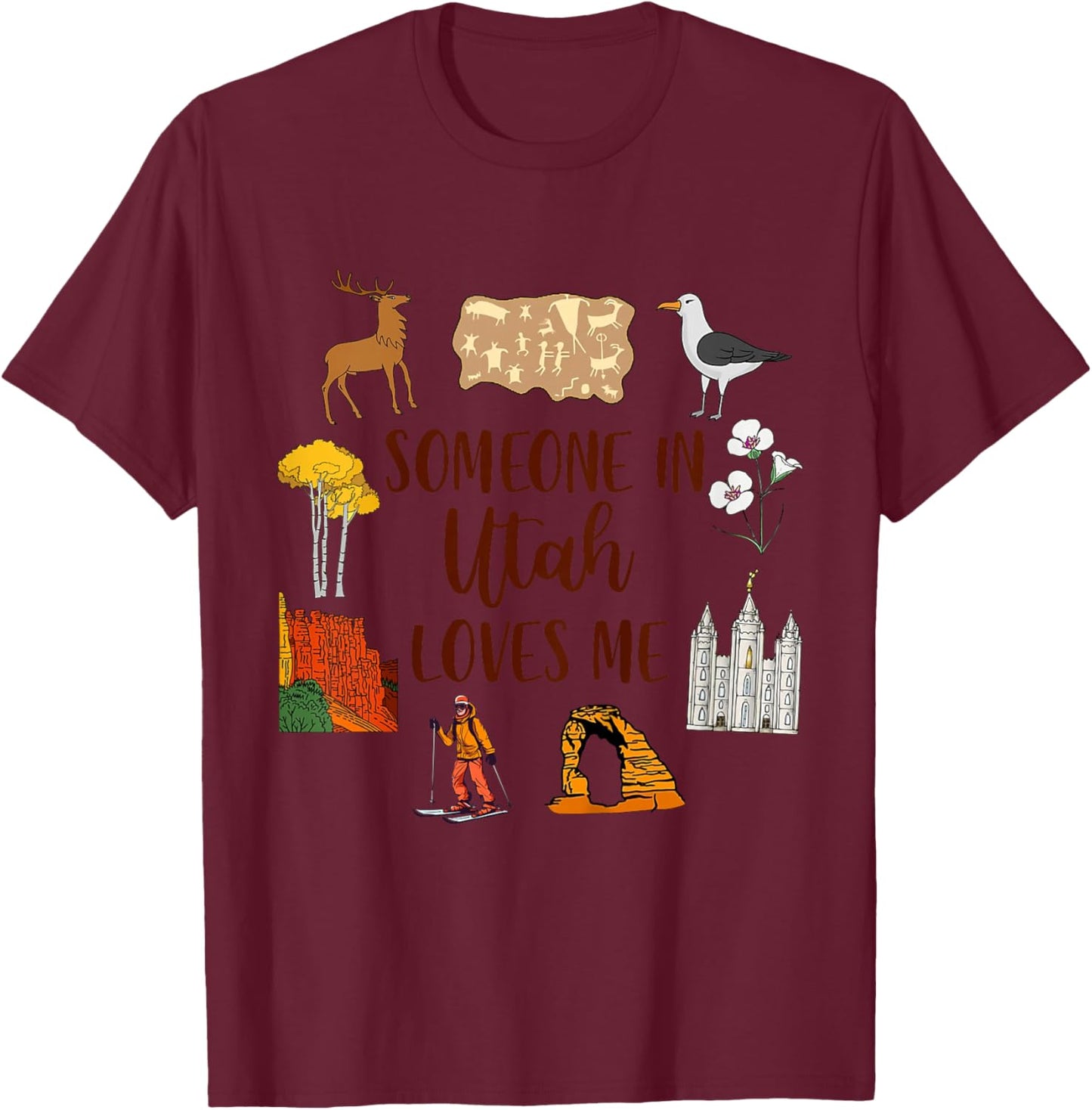 Kids Utah Baby Utah Traveling Trip Someone In Utah Loves Me T-Shirt - T-Shirt | Maroon