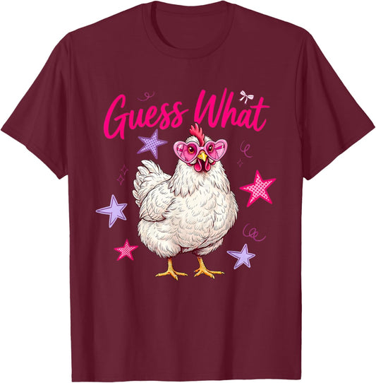Guess What Chicken Butt Funny Chicken Meme Humor 2 Sided T-Shirt - T-Shirt | Maroon