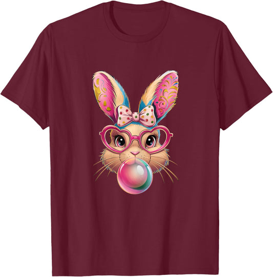 Quirky Bubble Gum Easter Bunny Fun Fashion Kids T-Shirt - T-Shirt | Maroon