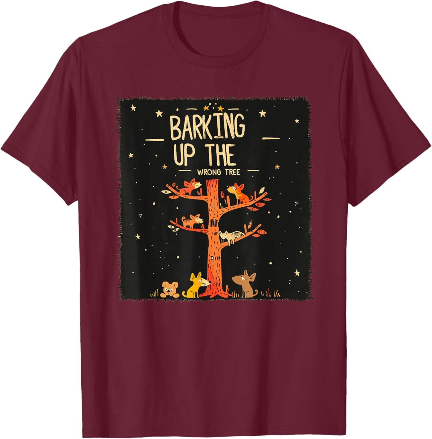Funny Tree and Dog Idiom Costume for Speech Lovers T-Shirt - T-Shirt | Maroon