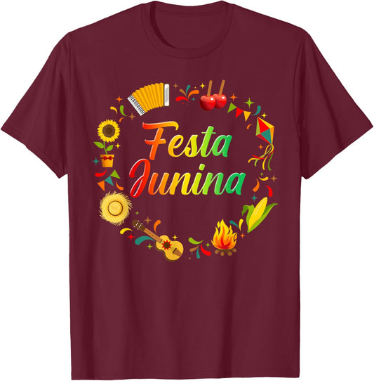 Festa Junina Brazil Brazilian June Festivals Party Men Women T-Shirt - T-Shirt | Maroon