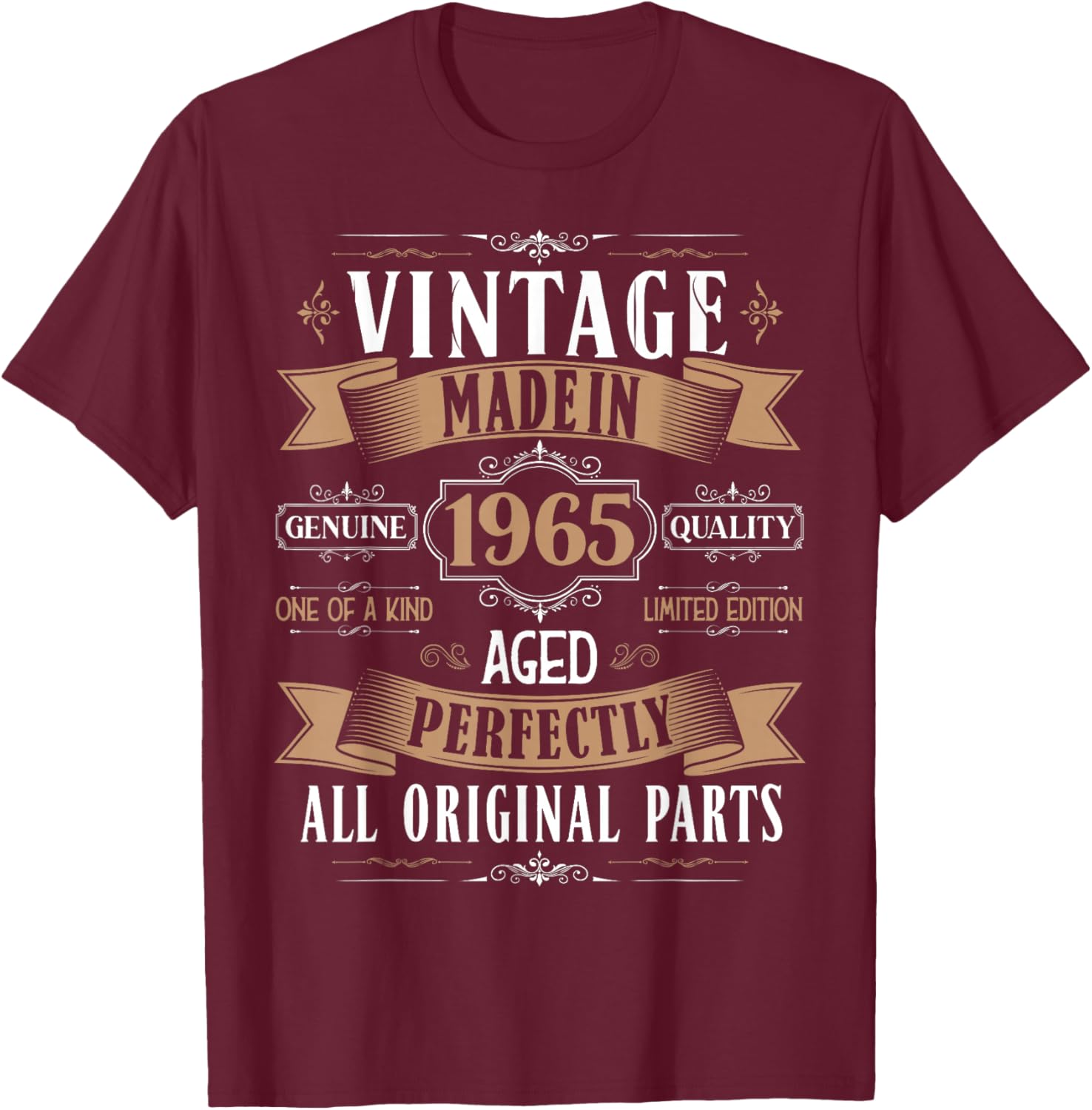 Vintage 60th Birthday Men Born 1965 60 Years Old Bday Men's T-Shirt - T-Shirt | Maroon