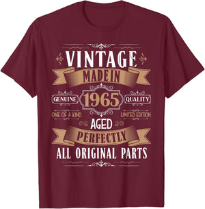 Vintage 60th Birthday Men Born 1965 60 Years Old Bday Men's T-Shirt - T-Shirt | Maroon