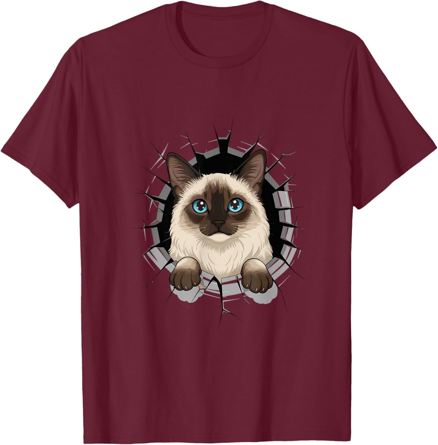 Graffiti Wall Art Balinese Cat Longhaired Siamese T-Shirt - T-Shirt | Maroon