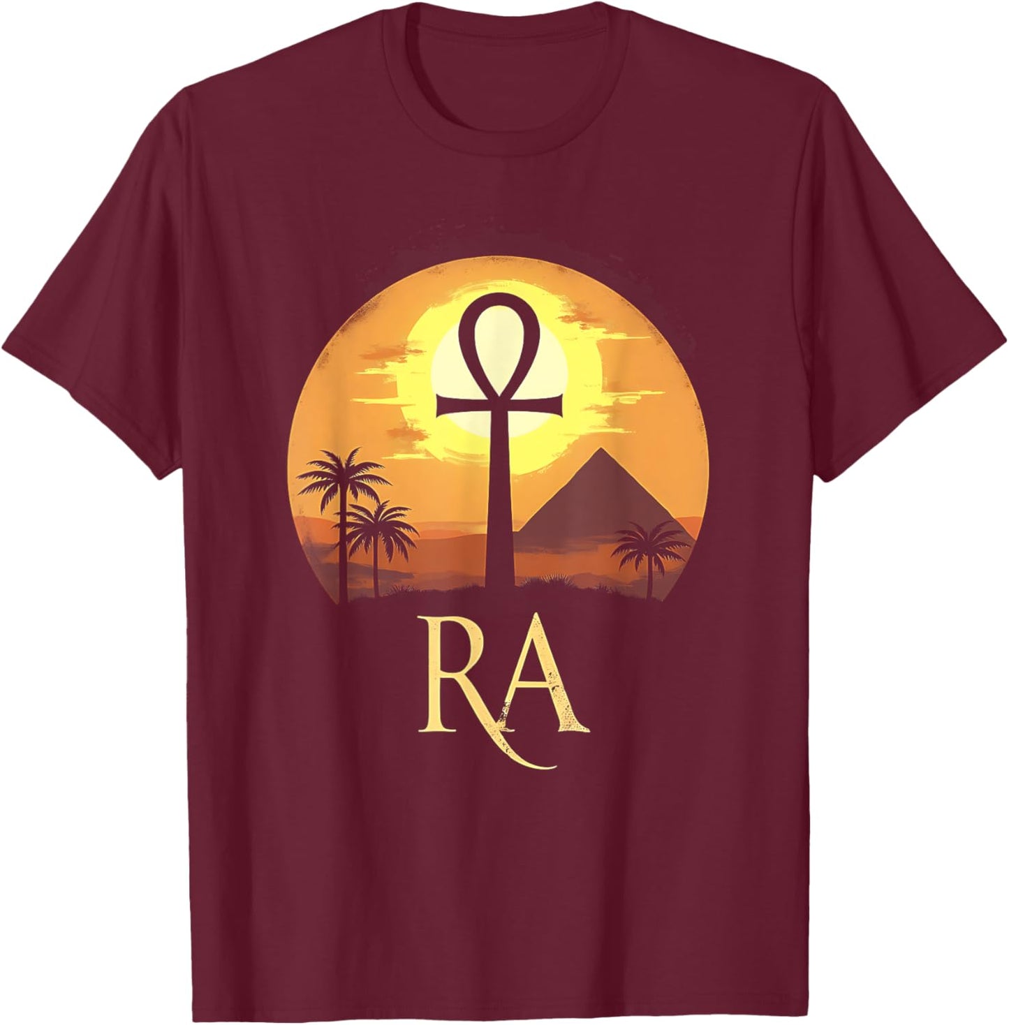 Ra Egyptian Sun God Ankh of Ra T-Shirt - T-Shirt | Maroon