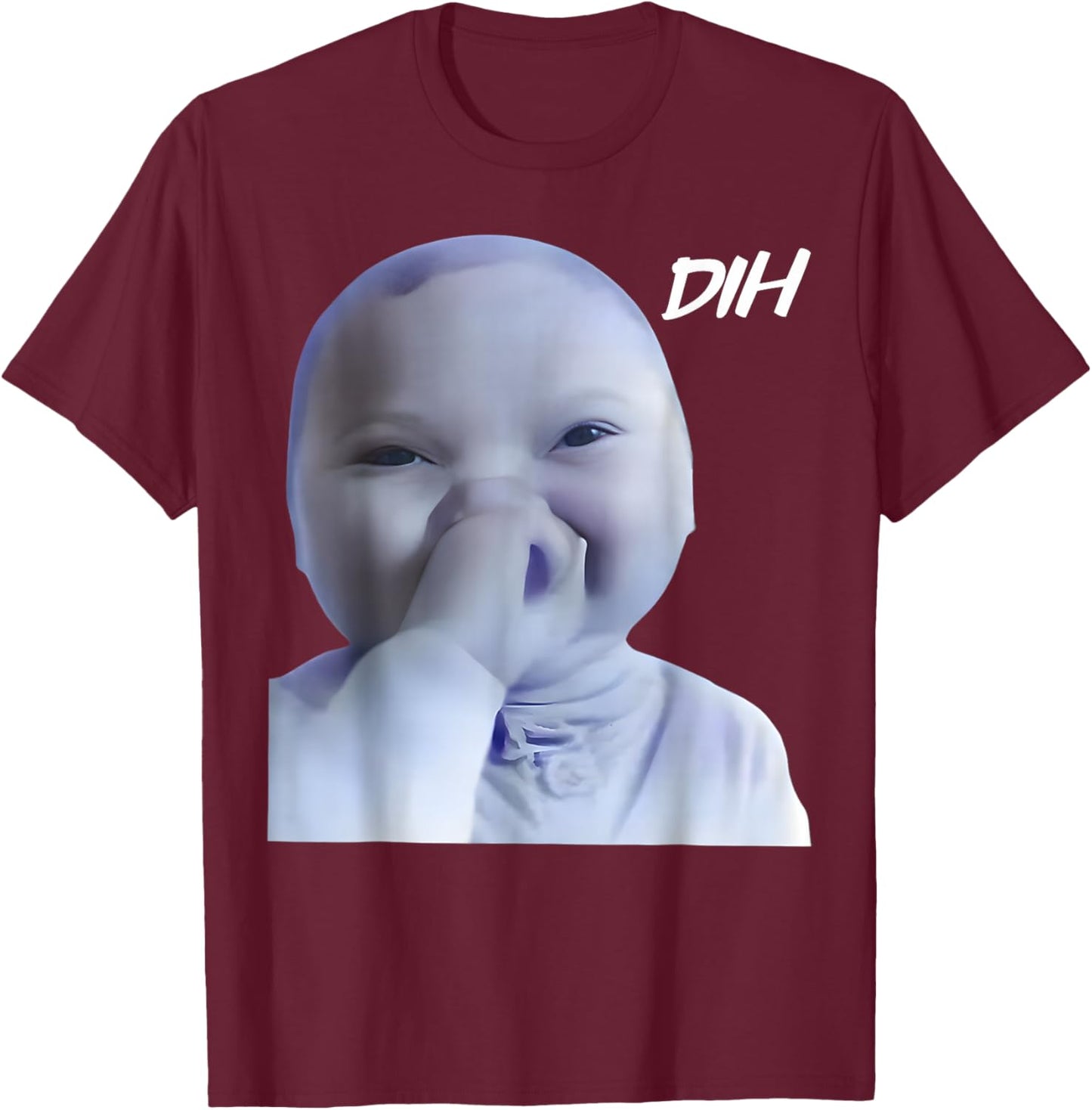 Ai Baby Dih Meme Funny Ai Baby Holding Laugh Brainrot T-Shirt - T-Shirt | Maroon
