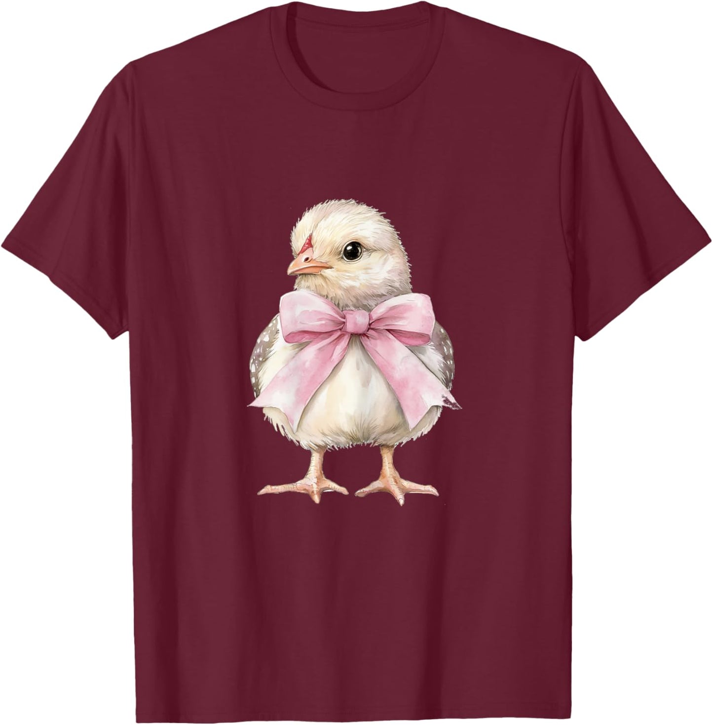 Cute Chicken Pink Coquette Bow Chick Dainty Bow Ribbon T-Shirt - T-Shirt | Maroon