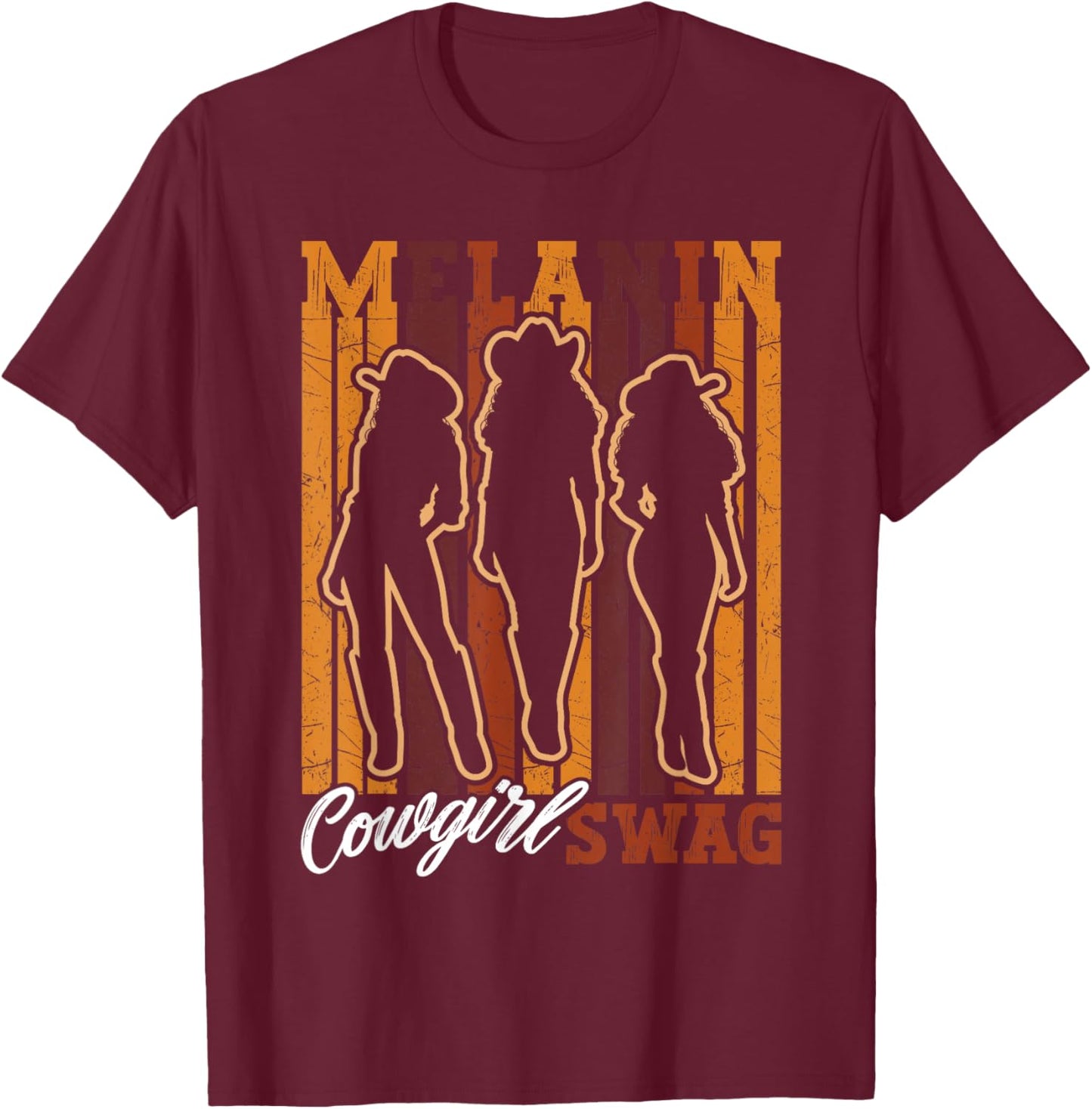 Melanin Cowgirl Swag African Western Rodeo Black History T-Shirt - T-Shirt | Maroon