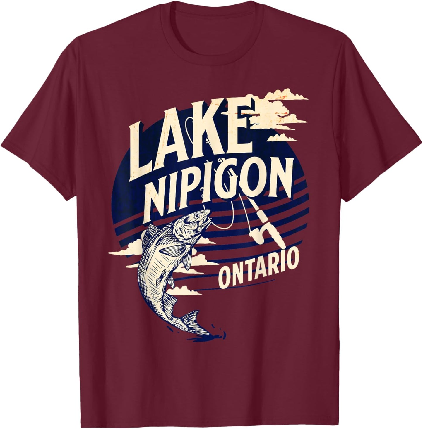 Lake Nipigon Ontario Canada Fly Fishing Trout Souvenir T-Shirt - T-Shirt | Maroon