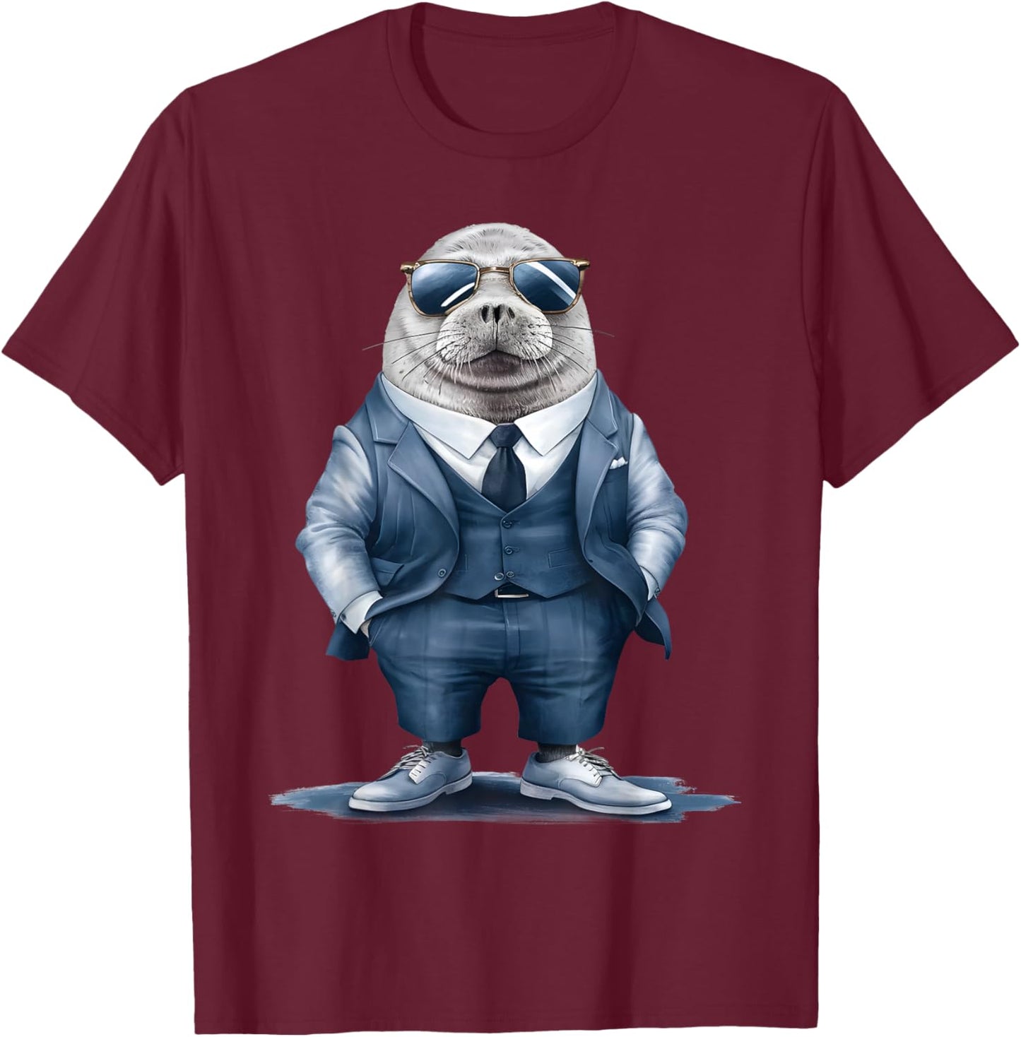 Seal Men Woman Seal In Suit Seal T-Shirt - T-Shirt | Maroon