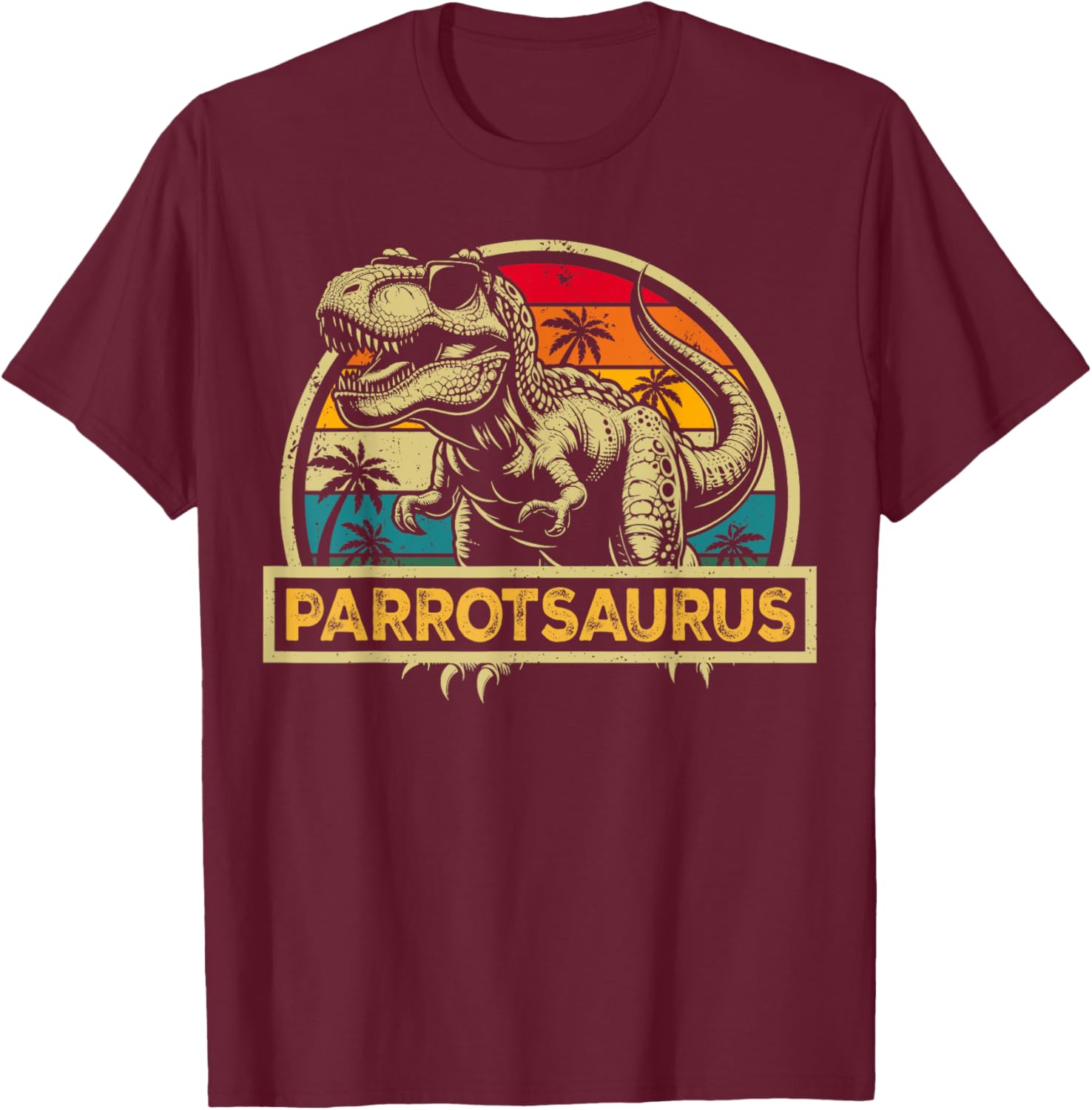 Parrotsaurus T Rex Dinosaur Parrot Saurus Family Matching T-Shirt - T-Shirt | Maroon