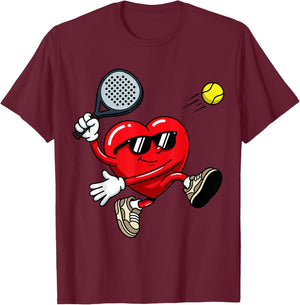 Love Padel Heart Valentine's Day T-Shirt - T-Shirt | Maroon