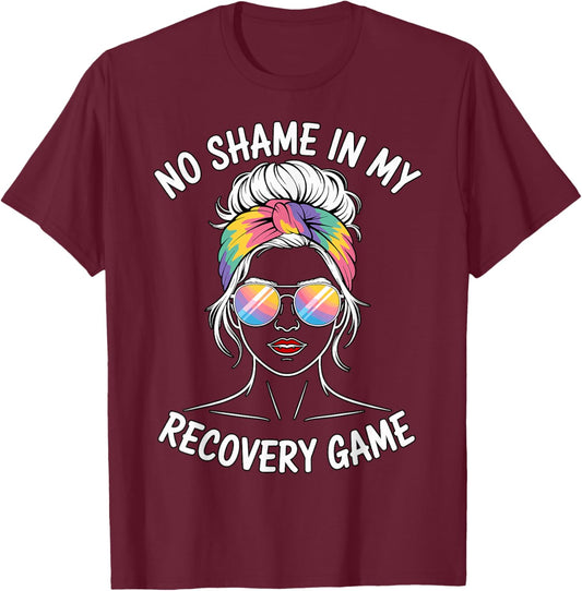 No Shame in My Recovery Game Inspirational Quote T-Shirt - T-Shirt | Maroon