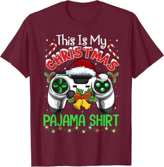 This is My Christmas Pajama Gamer Video Game Boys Kids T-Shirt - T-Shirt | Maroon