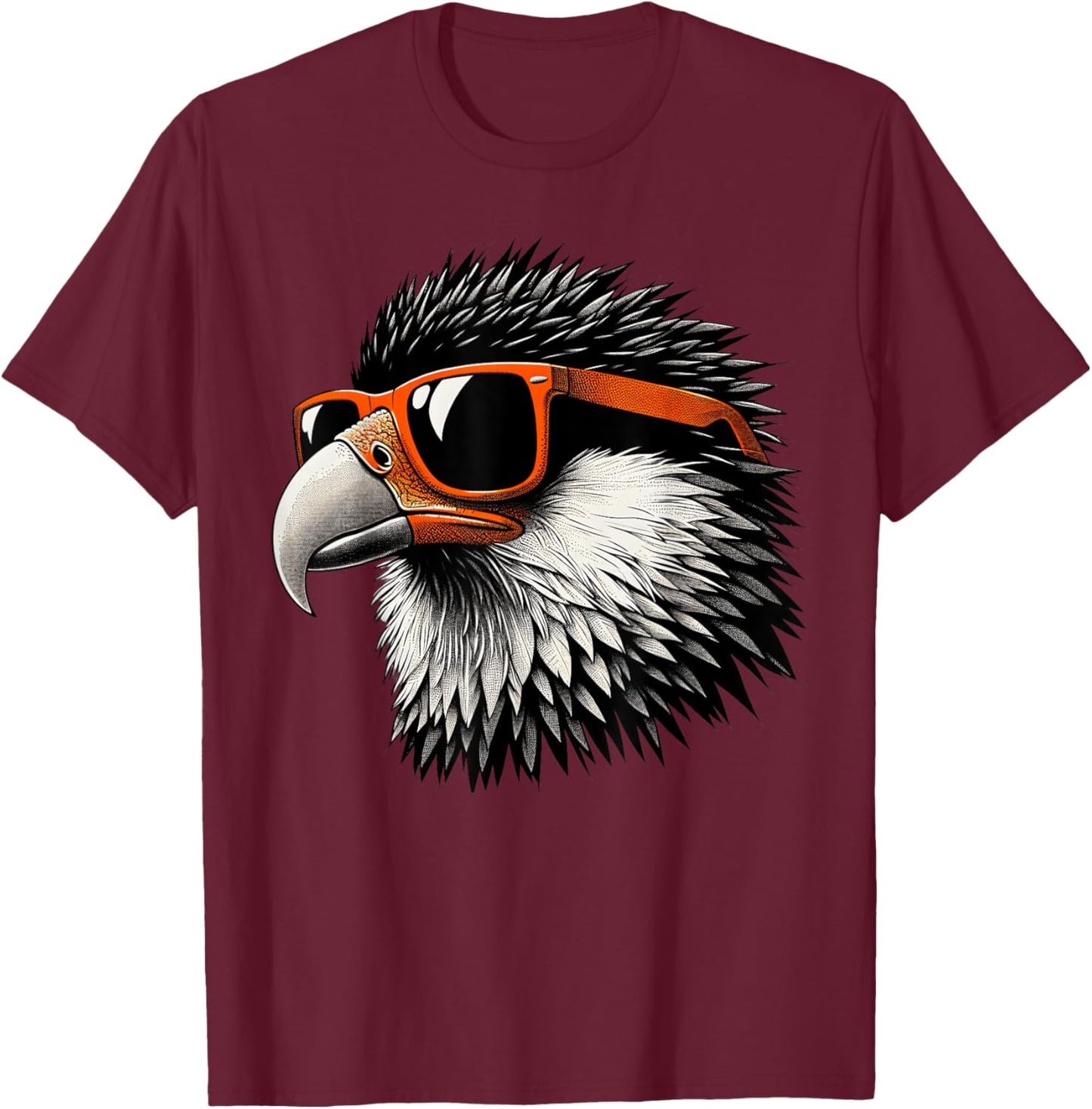 Cool Caracara Bird Wearing Sunglasses Graphic Art T-Shirt - T-Shirt | Maroon