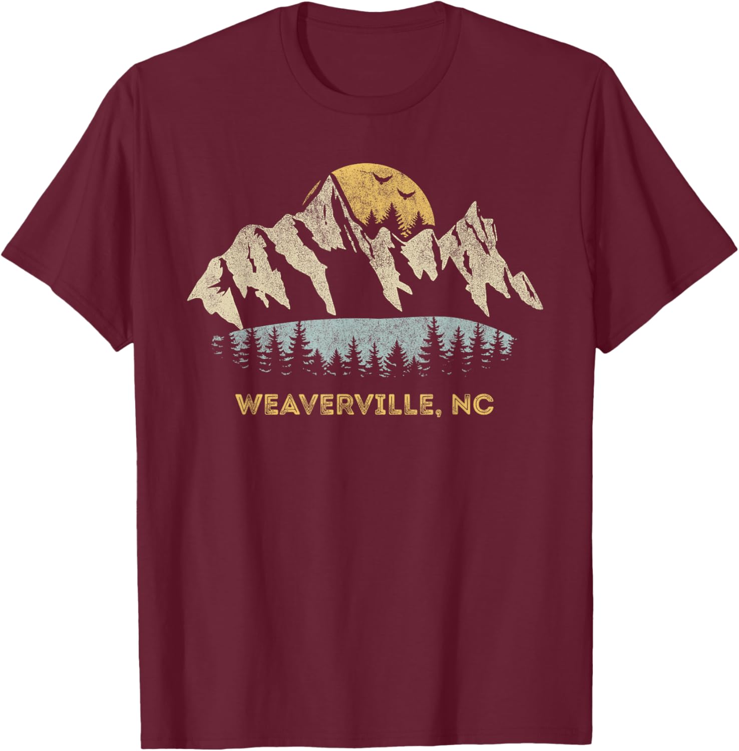 Weaverville North Carolina Mountain Sunset Sunrise NC T-Shirt - T-Shirt | Maroon