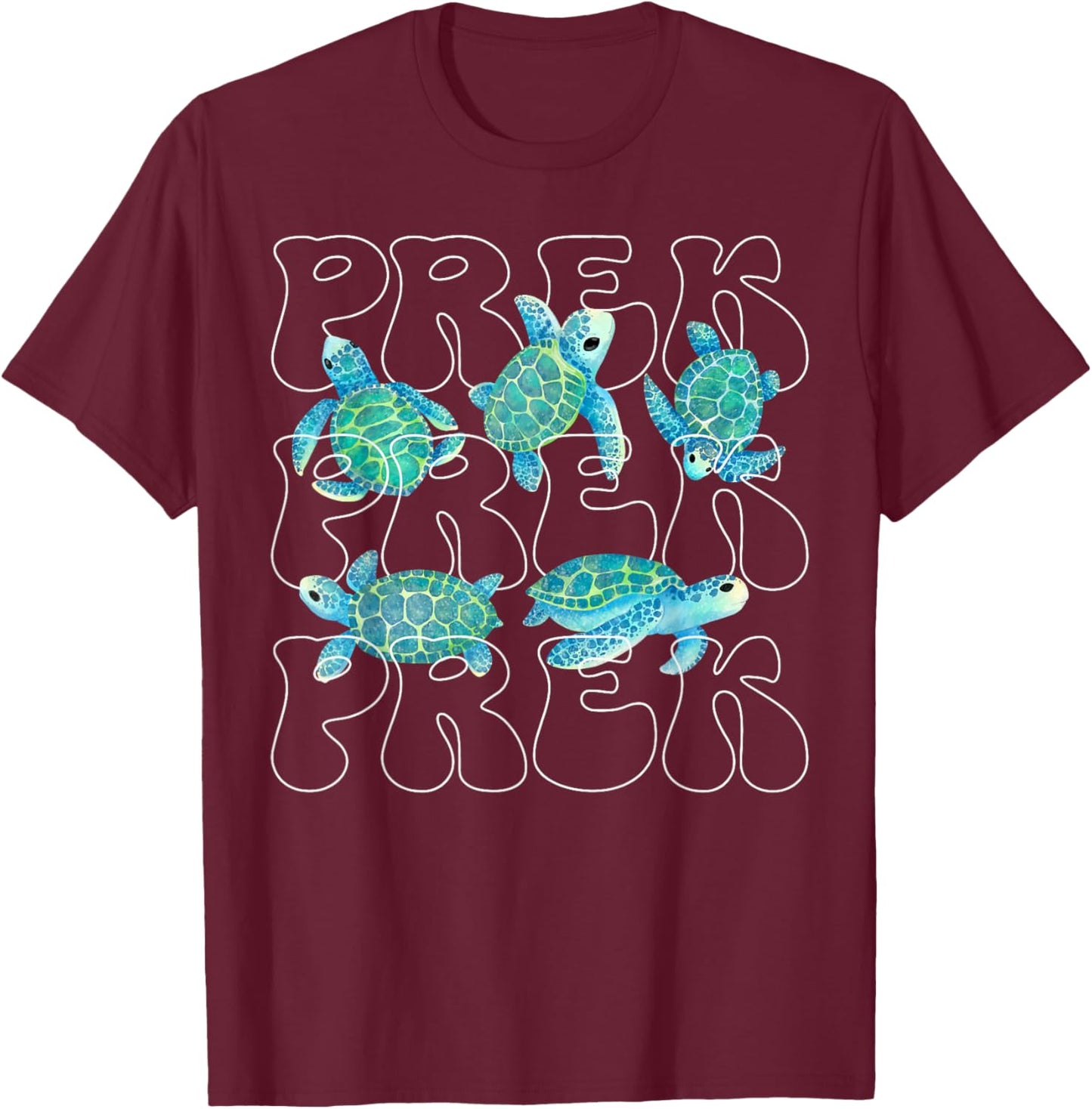 Pre K Teacher Sea Turtle Ocean Animal Lover Teach Beach Vibe T-Shirt - T-Shirt | Maroon