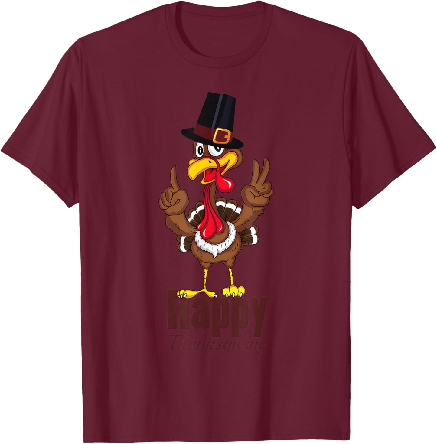 Happy Thanksgiving Funny Turkey Family Men Women Graphic T-Shirt - T-Shirt | Maroon