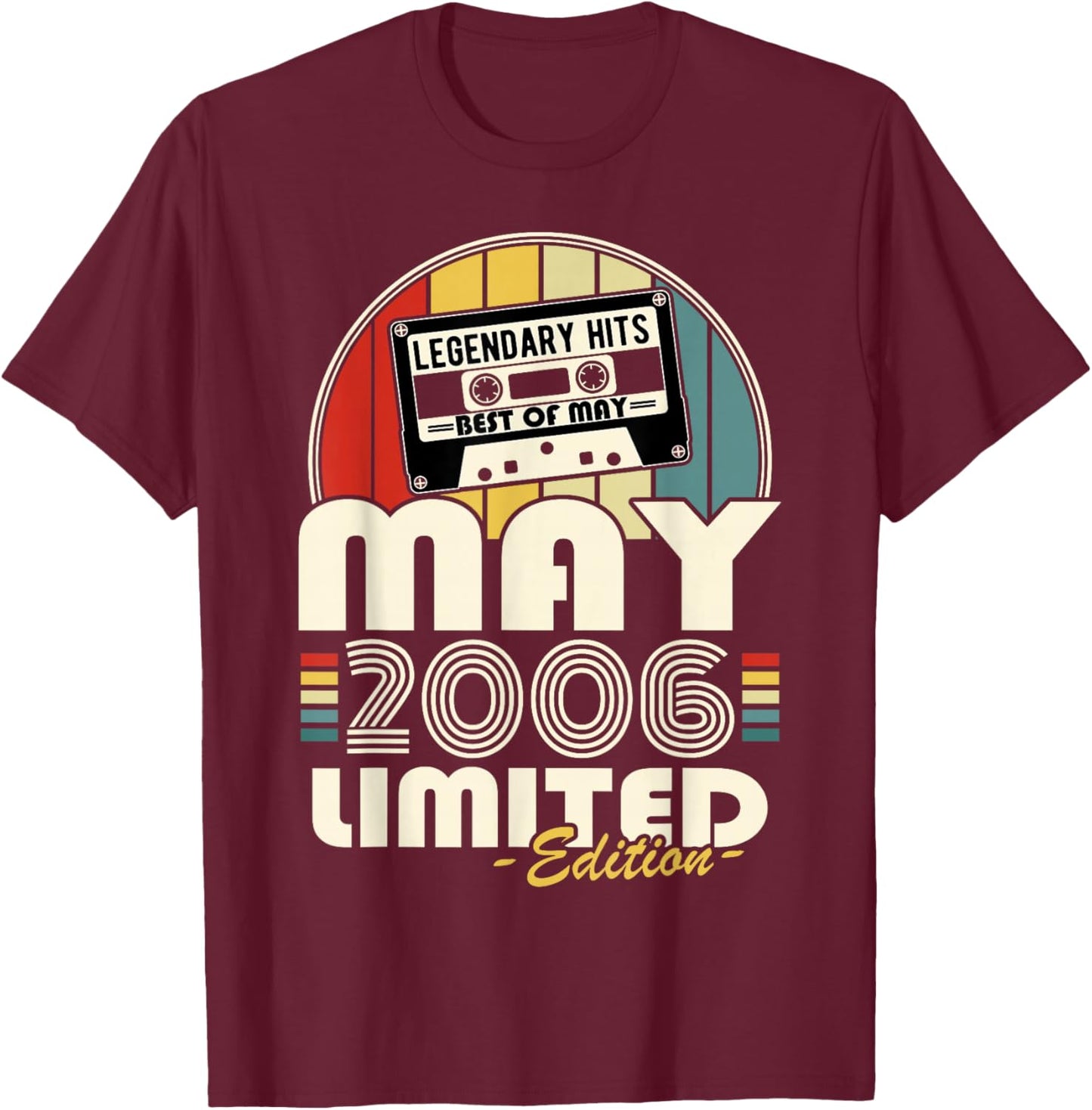 Vintage Anniversaire 20 Ans Née en Mai 2006 Garçons Filles T-Shirt - T-Shirt | Maroon