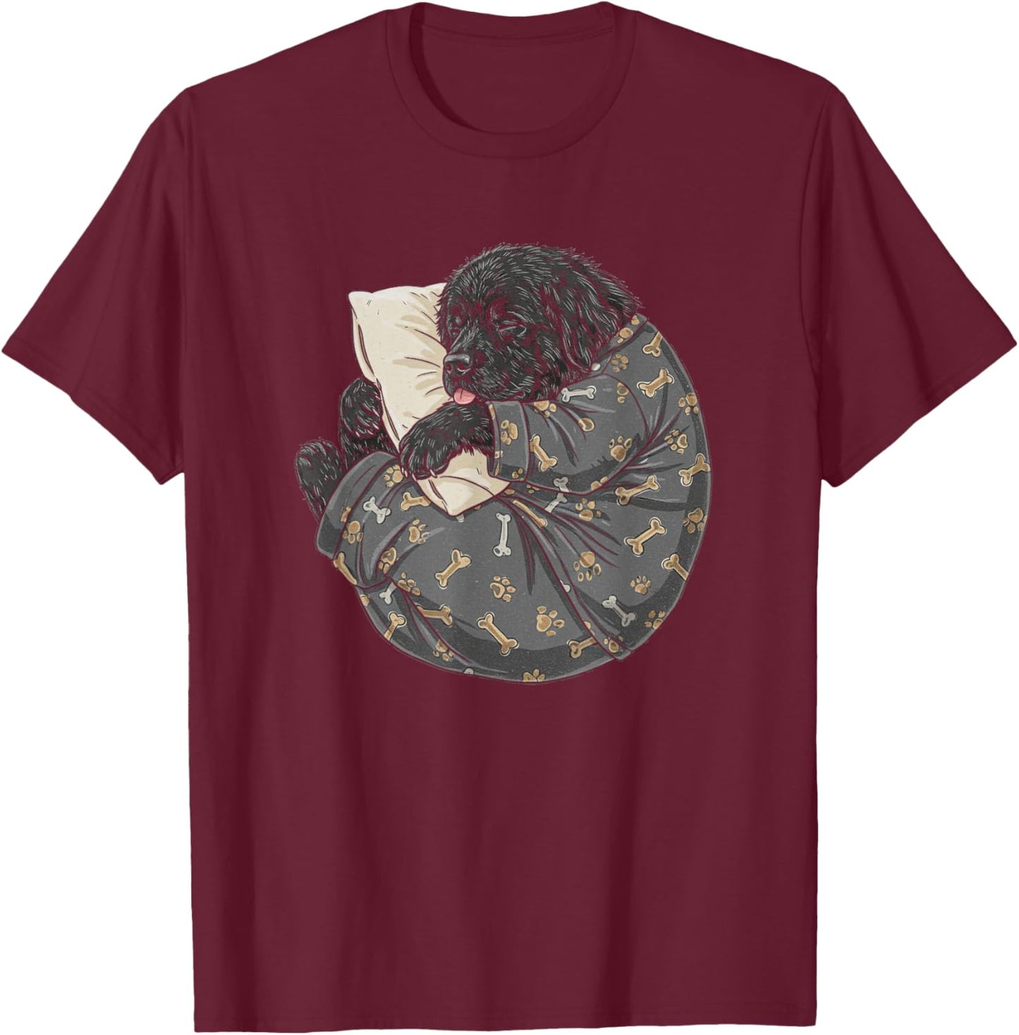 Funny Sleepy Newfoundland Pajama Men Women Kids Newfie T-Shirt - T-Shirt | Maroon