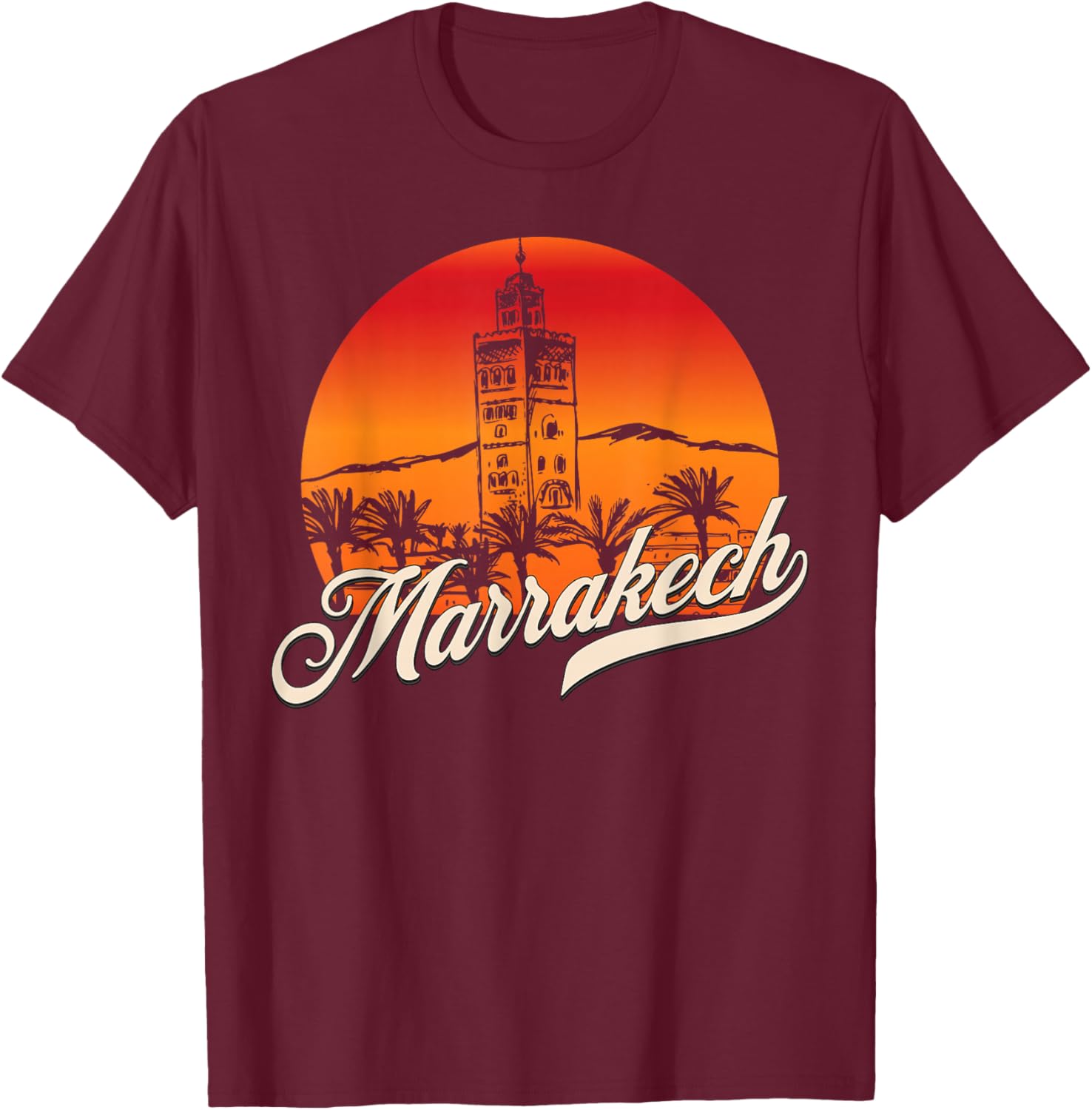 Marrakech Morocco Travel Marrakech Sunset T-Shirt - T-Shirt | Maroon