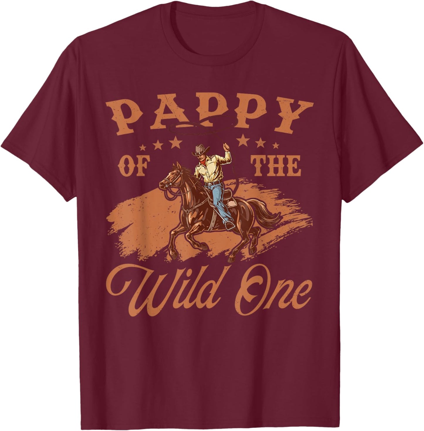 Pappy of The Wild One Cowboy Western Rodeo Party Matching T-Shirt - T-Shirt | Maroon