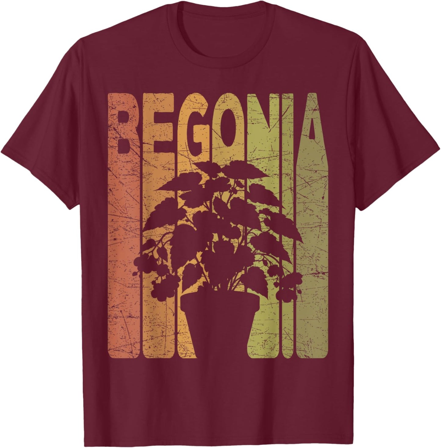 Begonia Vintage Botanist Retro Begonia Flower Gardening T-Shirt - T-Shirt | Maroon