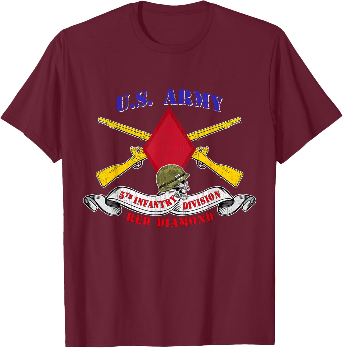 5th Infantry Division 5th ID Red Diamond Veteran Gifts T-Shirt - T-Shirt | Maroon
