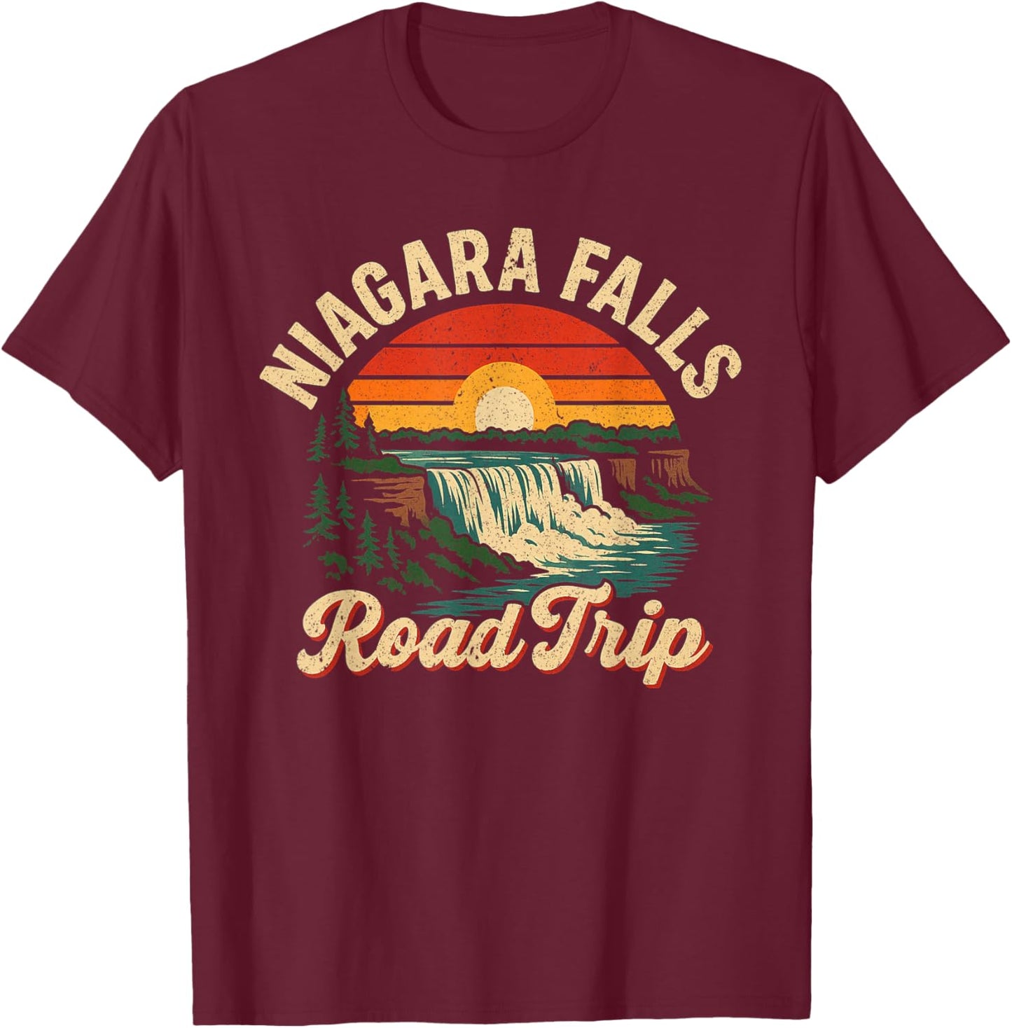 Niagara Falls Road Trip Summer Vacation Souvenir T-Shirt - T-Shirt | Maroon