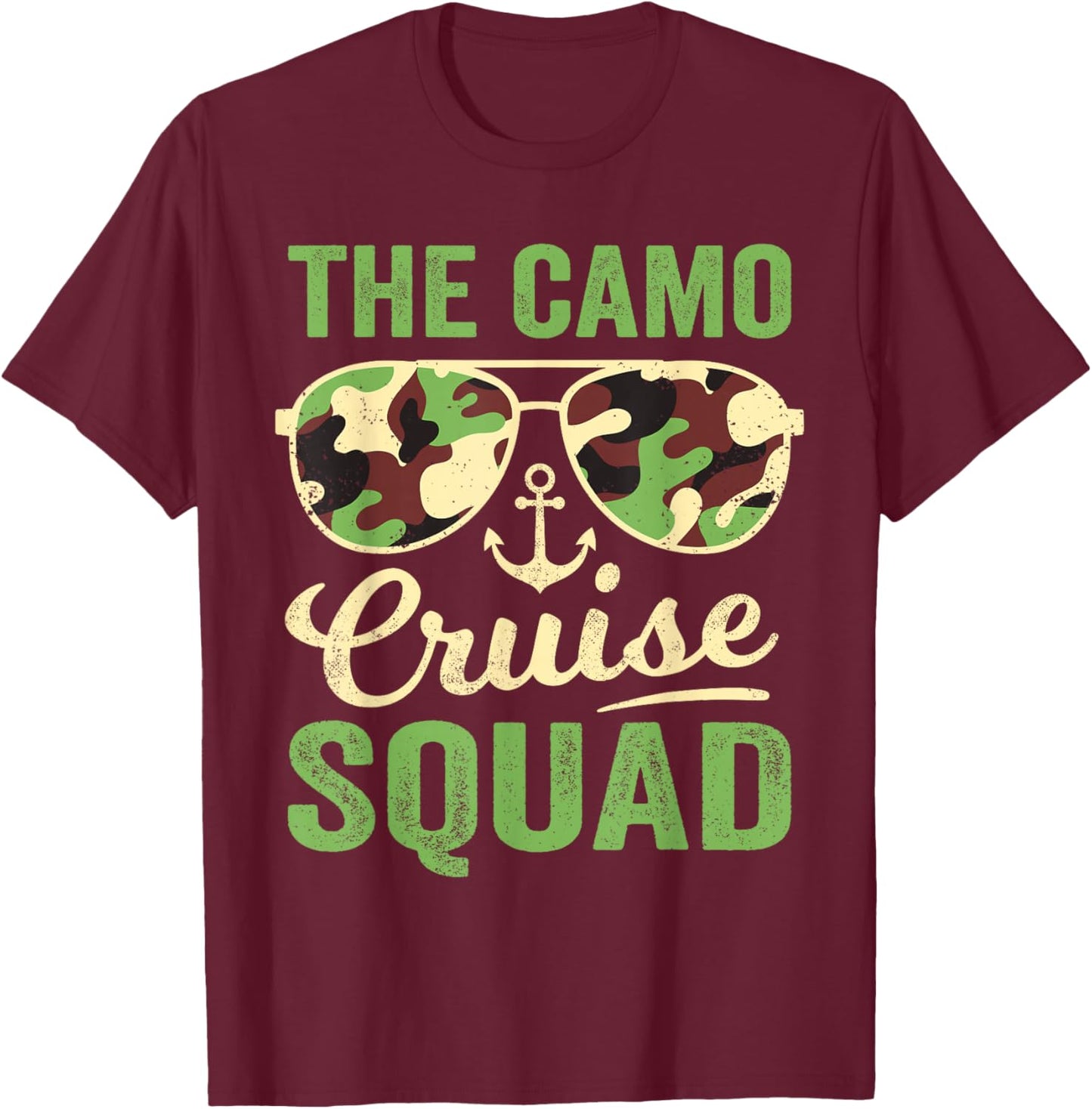 Camo Cruise Squad 2025 Retro Vintage Family Matching Camo T-Shirt - T-Shirt | Maroon
