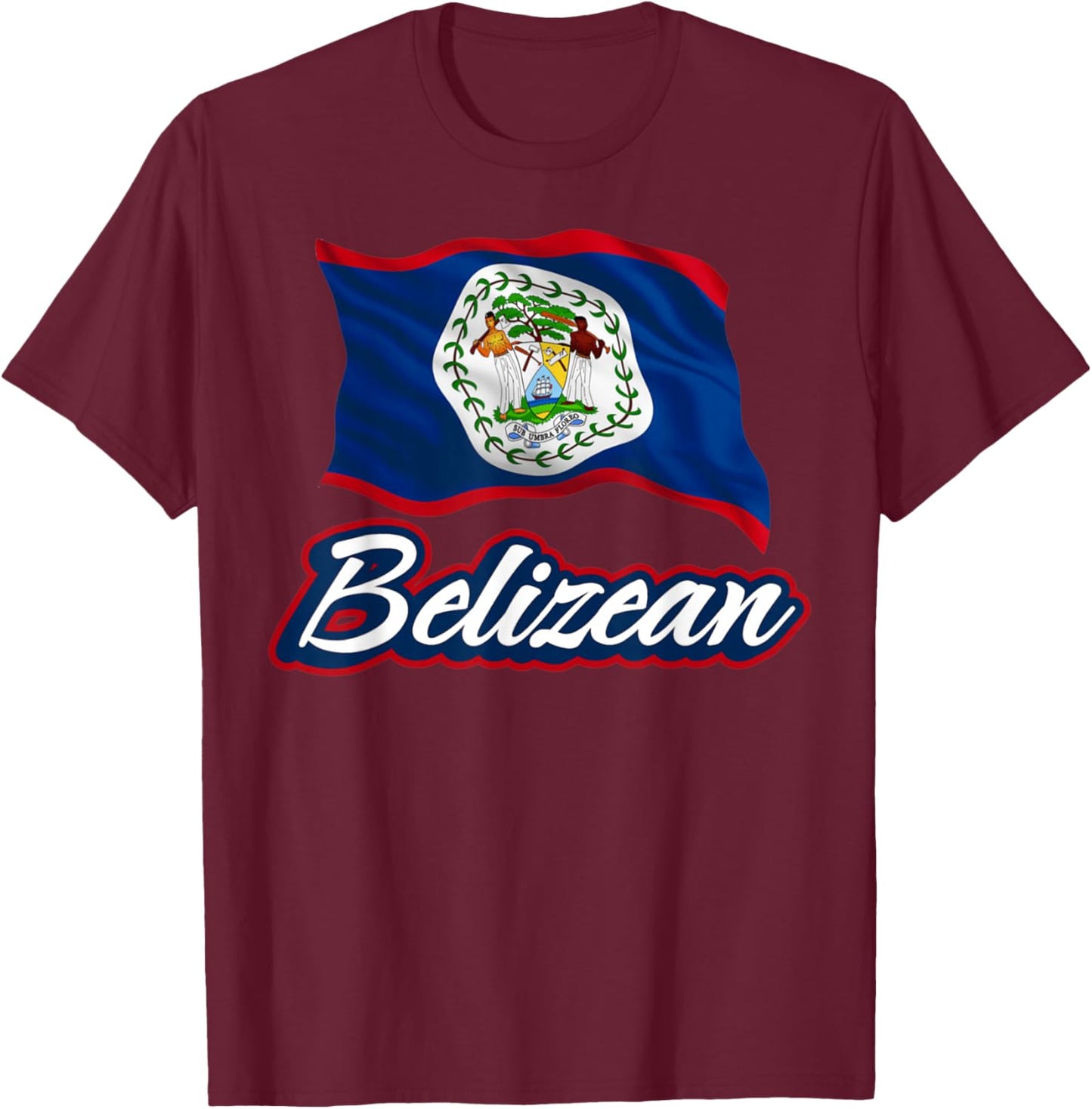 Belizean Flag of Belize Patriotic Mayan Men Women Kids T-Shirt - T-Shirt | Maroon