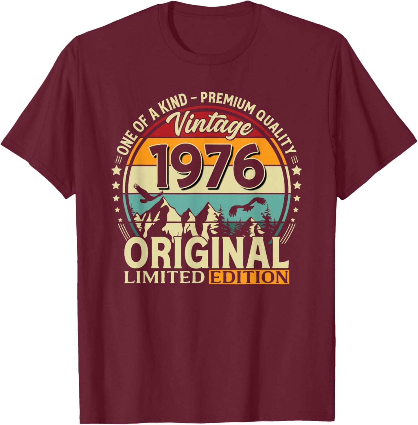 50th Birthday Man Woman Gift Vintage 1976 T-Shirt - T-Shirt | Maroon