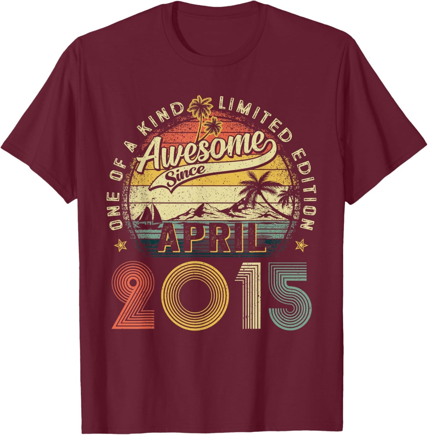 Awesome since April 2015 10th Birthday Boys Girl 10 Year Old T-Shirt - T-Shirt | Maroon