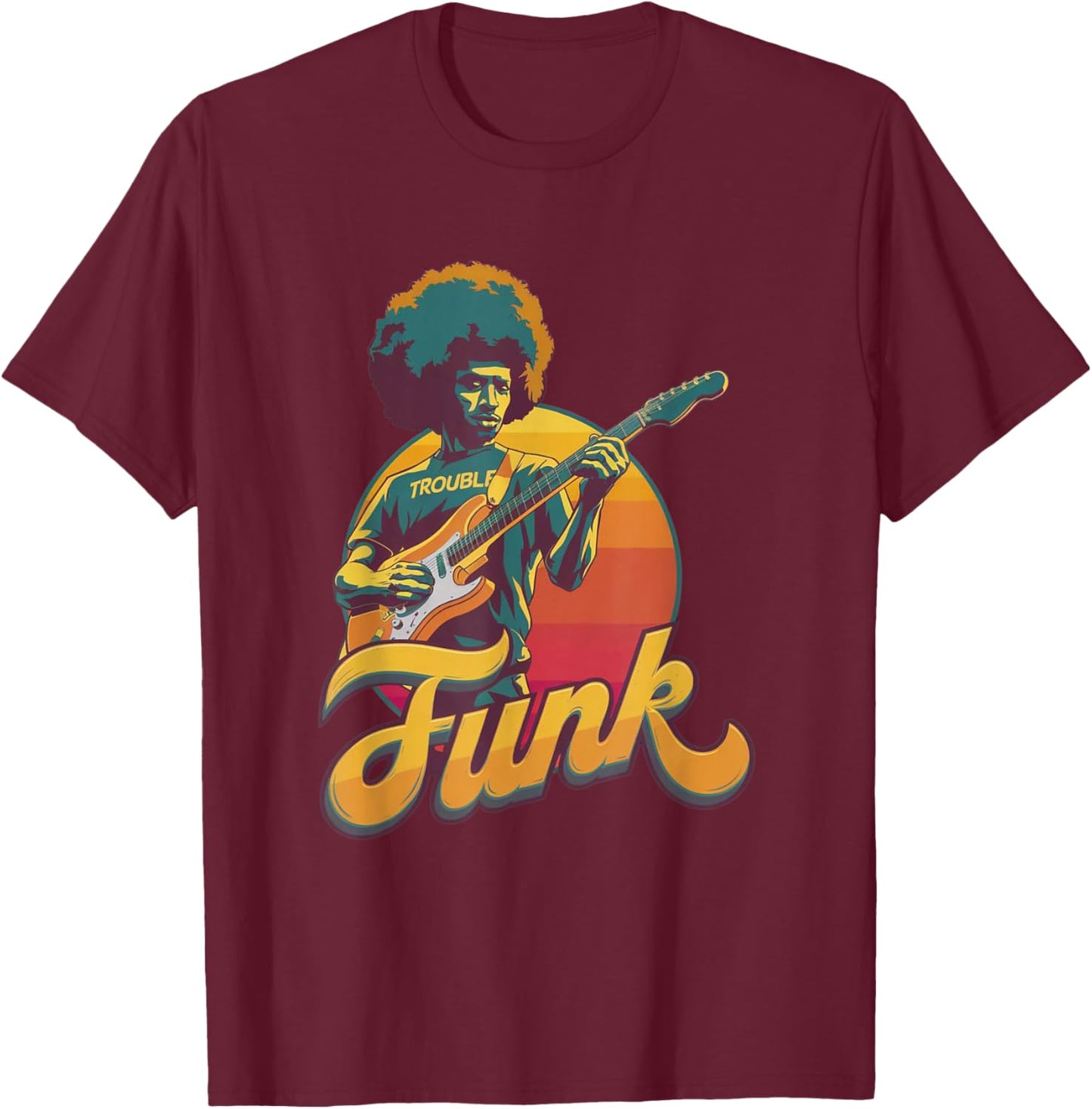 70s Retro Funk Afro Band Guitarist - Jazz Funk & Soul T-Shirt - T-Shirt | Maroon
