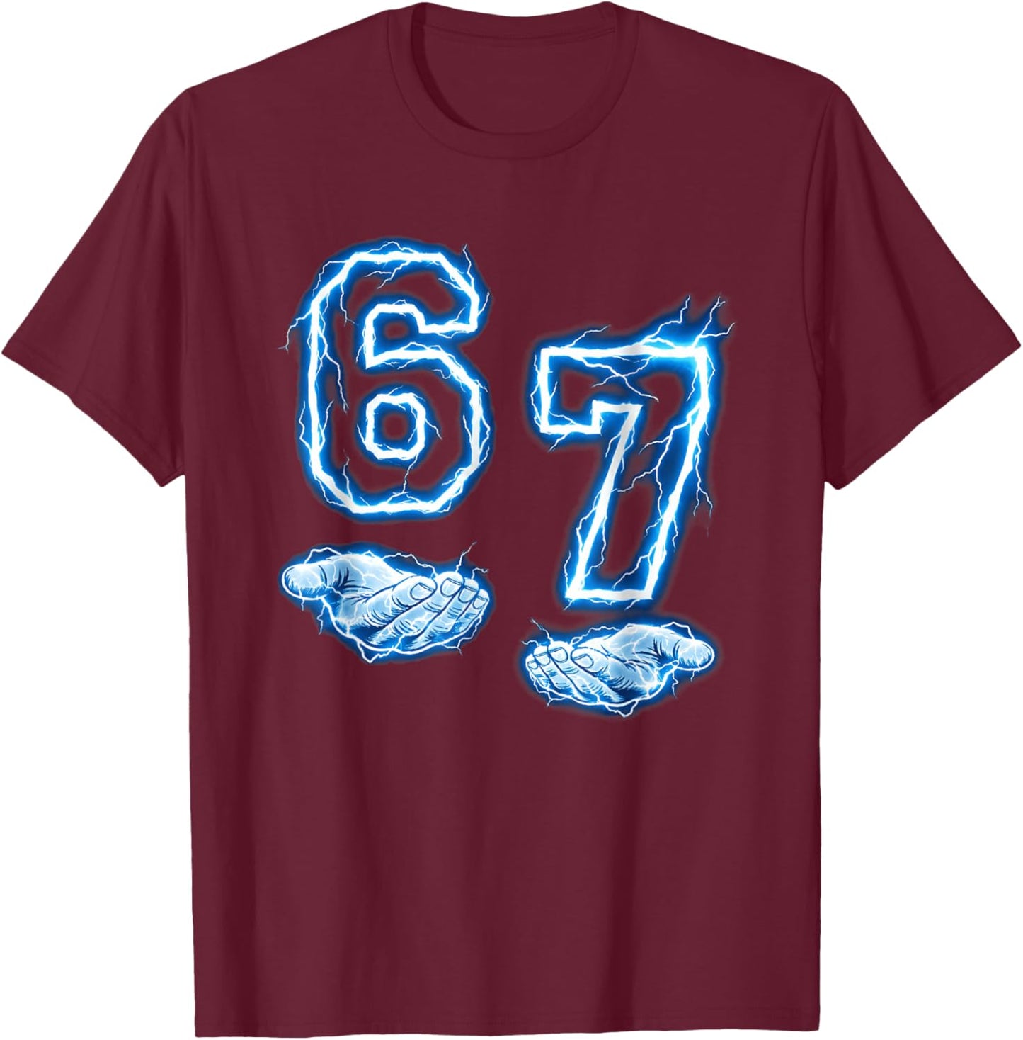 Six Seven 67 Meme Funny Gen Alpha 6 7 T-Shirt - T-Shirt | Maroon