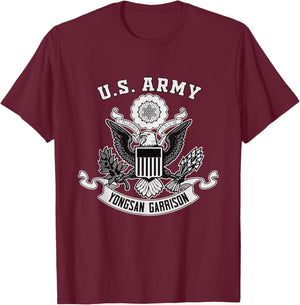 Yongsan Garrison South Korea Military Base Eagle Emblem T-Shirt - T-Shirt | Maroon