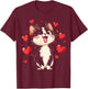 Valentines Day Design With A Cat On It T-Shirt - T-Shirt | Maroon