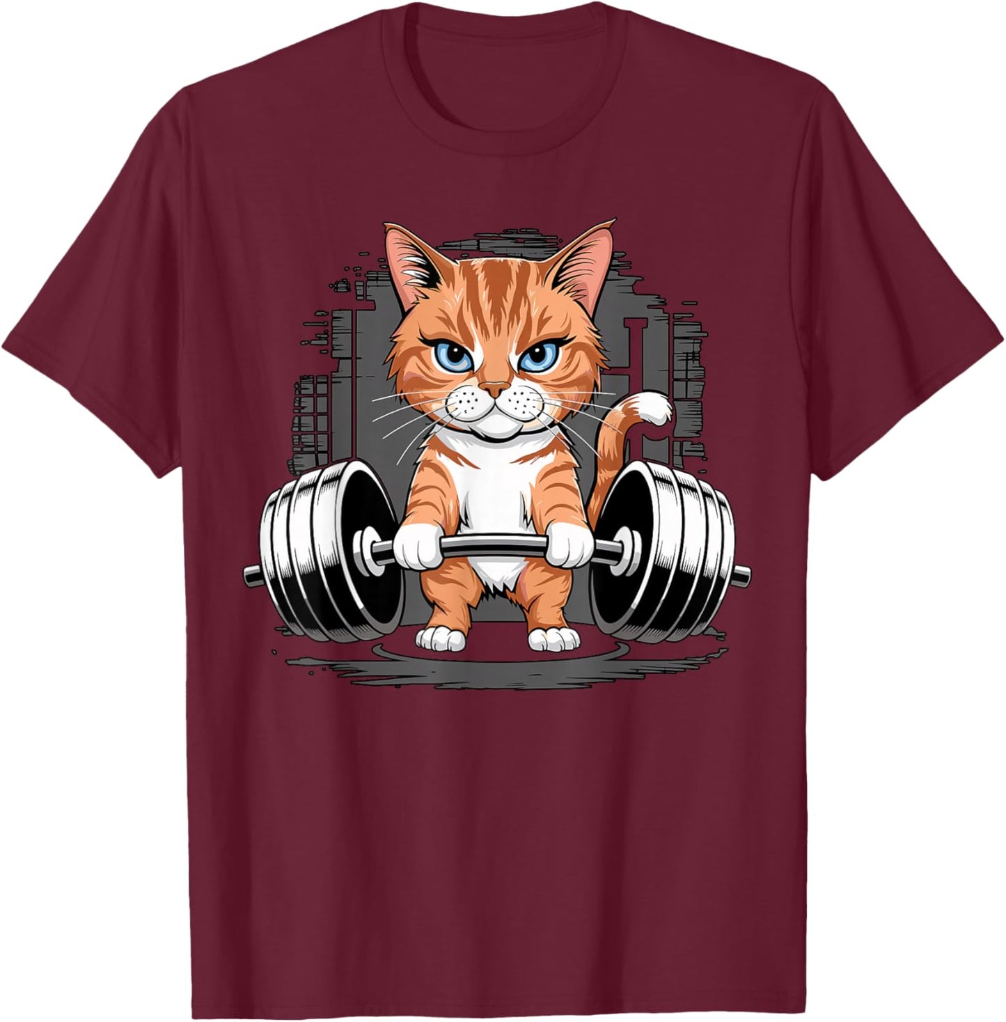 Orange Cat Bodybuilder Fitness Gym T-Shirt - T-Shirt | Maroon