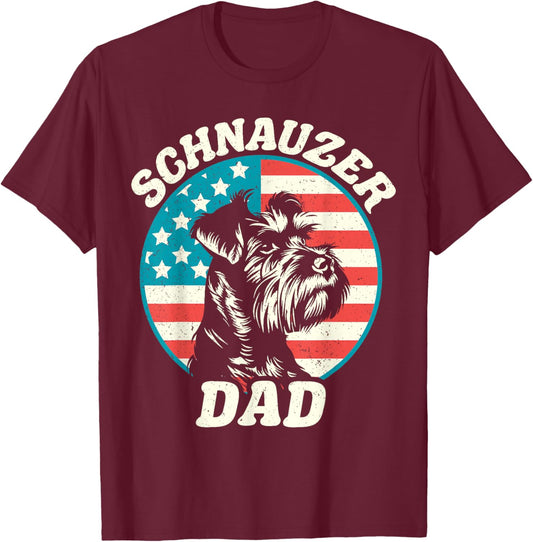 Schnauzer Dad Dog Patriotic Father Pet USA T-Shirt - T-Shirt | Maroon