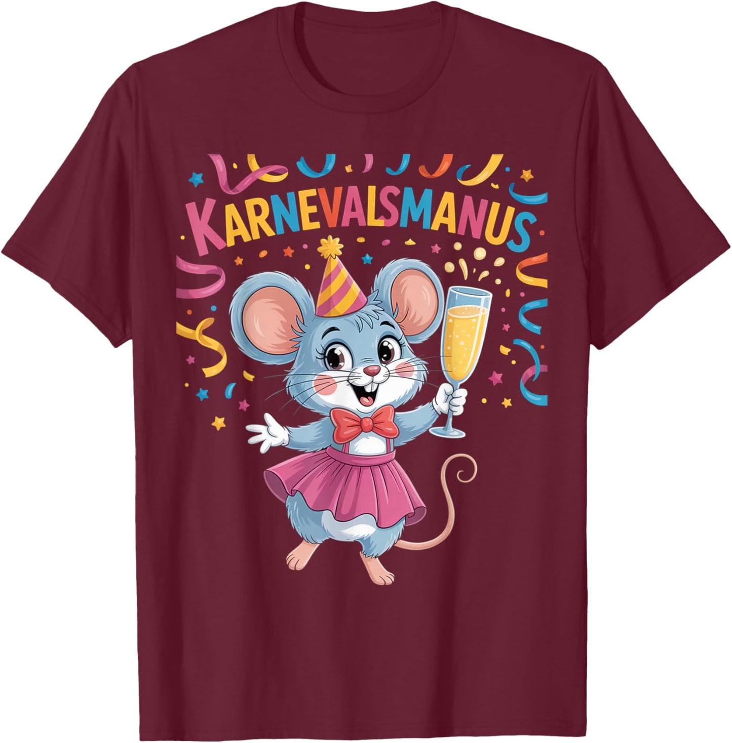 Carnival Mouse Cologne Alaaf Women's Costume Party Mouse T-Shirt - T-Shirt | Maroon