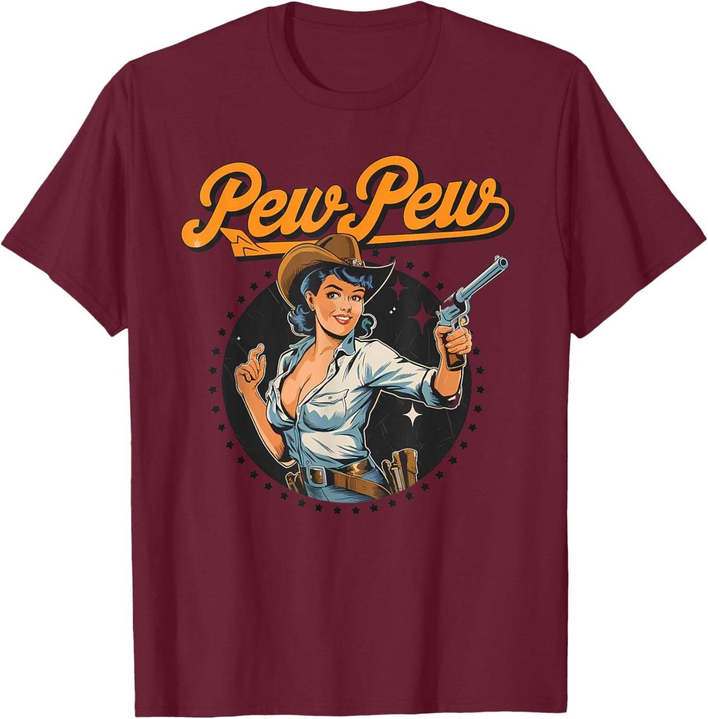 Vintage Cowboy Cowgirl Country & Western Wild West Horse T-Shirt - T-Shirt | Maroon